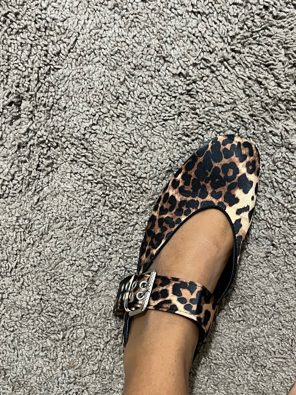 Leopard Print Mary Jane Flats with Buckle Strap - Brown - Picture 9 of 11